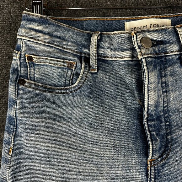 Denim Forum Jeans Womens 28 The Nico Mid Rise Skinny Crop Light Wash Stretch - Picture 4 of 10